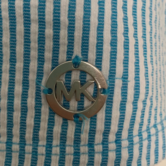 MK Michael Kors Women’s Knit Striped Top White/Cyan Blue Size Small - Picture 7 of 7